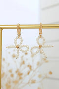 Boucles d'Oreilles Nœud Perle Miss Coquette | Plaqué Or Hypoallergénique - Femstylo