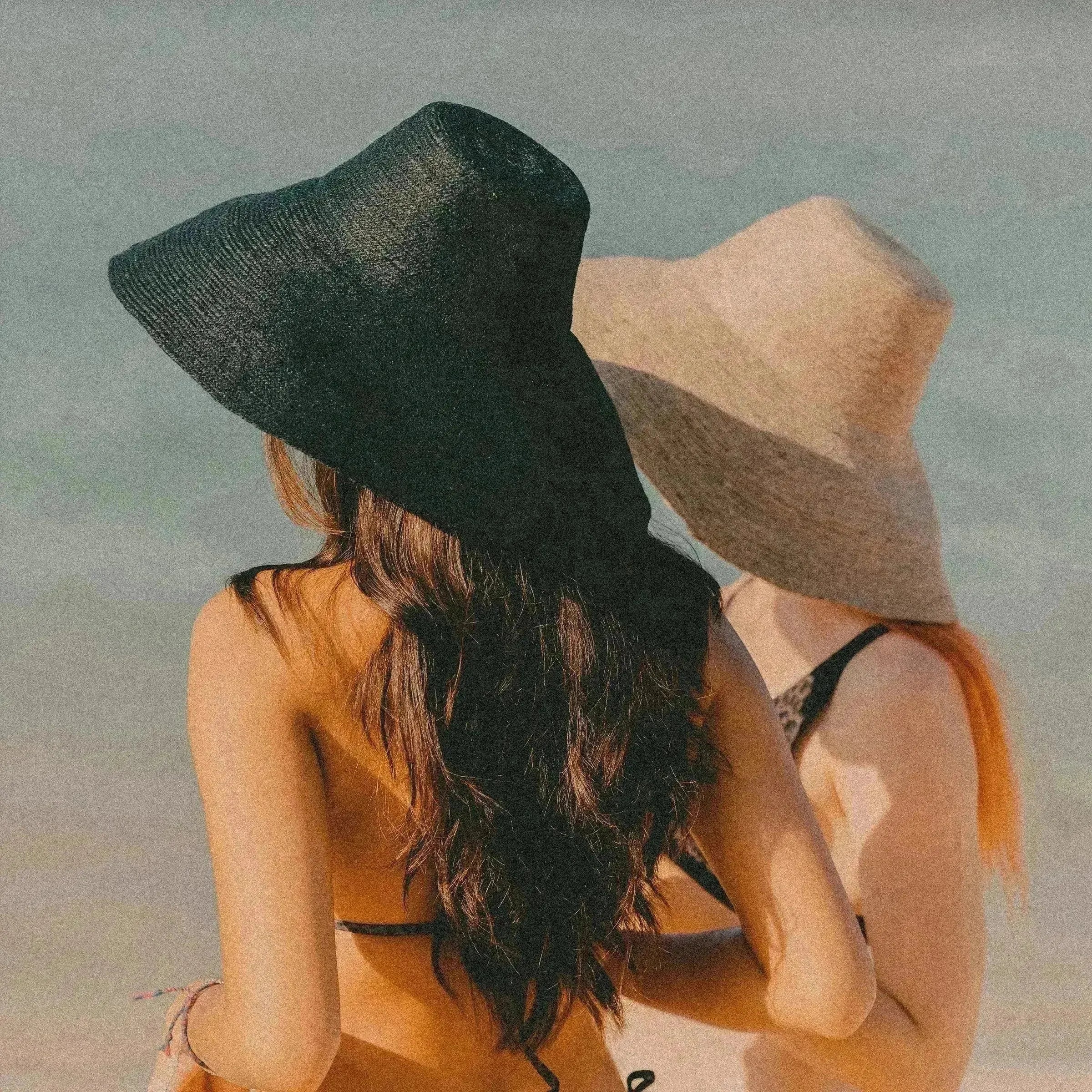 Chapeau de paille RIRI en jute, coloris noir