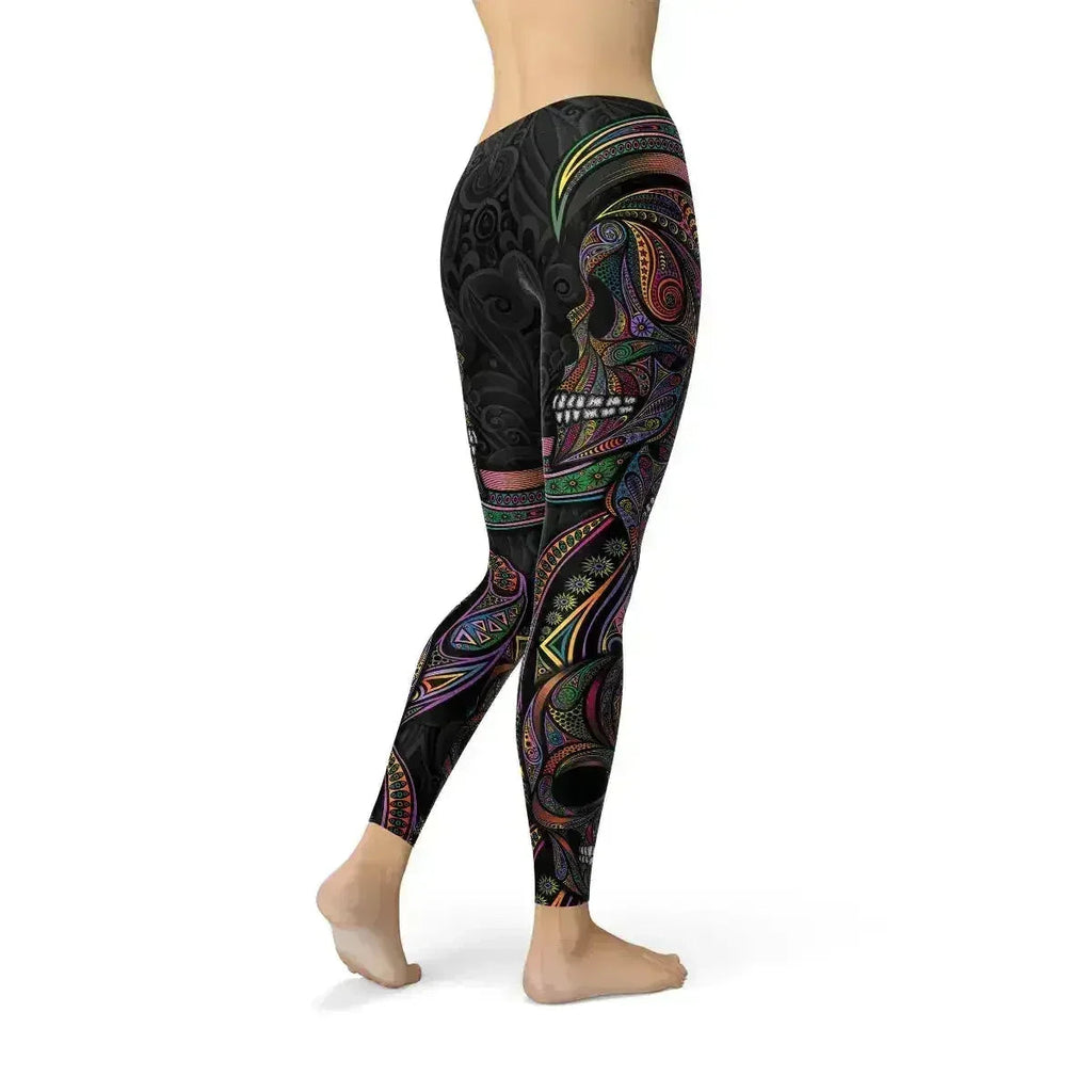 Legging tête de mort mexicaine pour femme