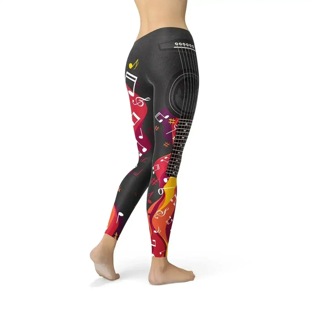 Leggings Guitare et Note de Musique