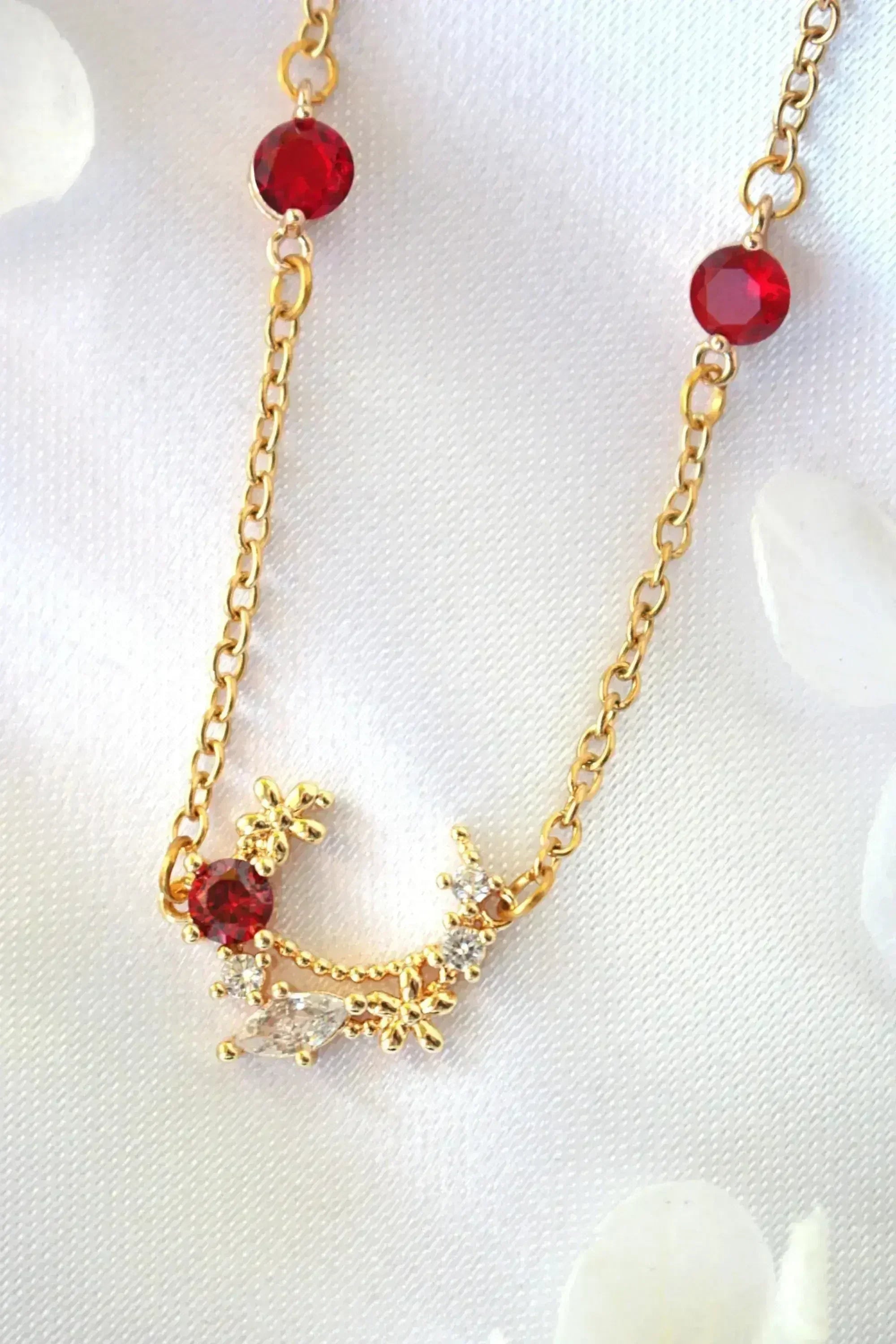 Collier « Jardin féérique » en or rouge 24 carats et oxyde de zirconium