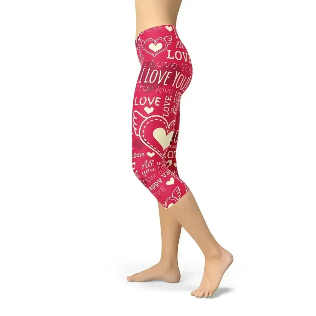 Legging Capri Cœurs d'amour Rouge