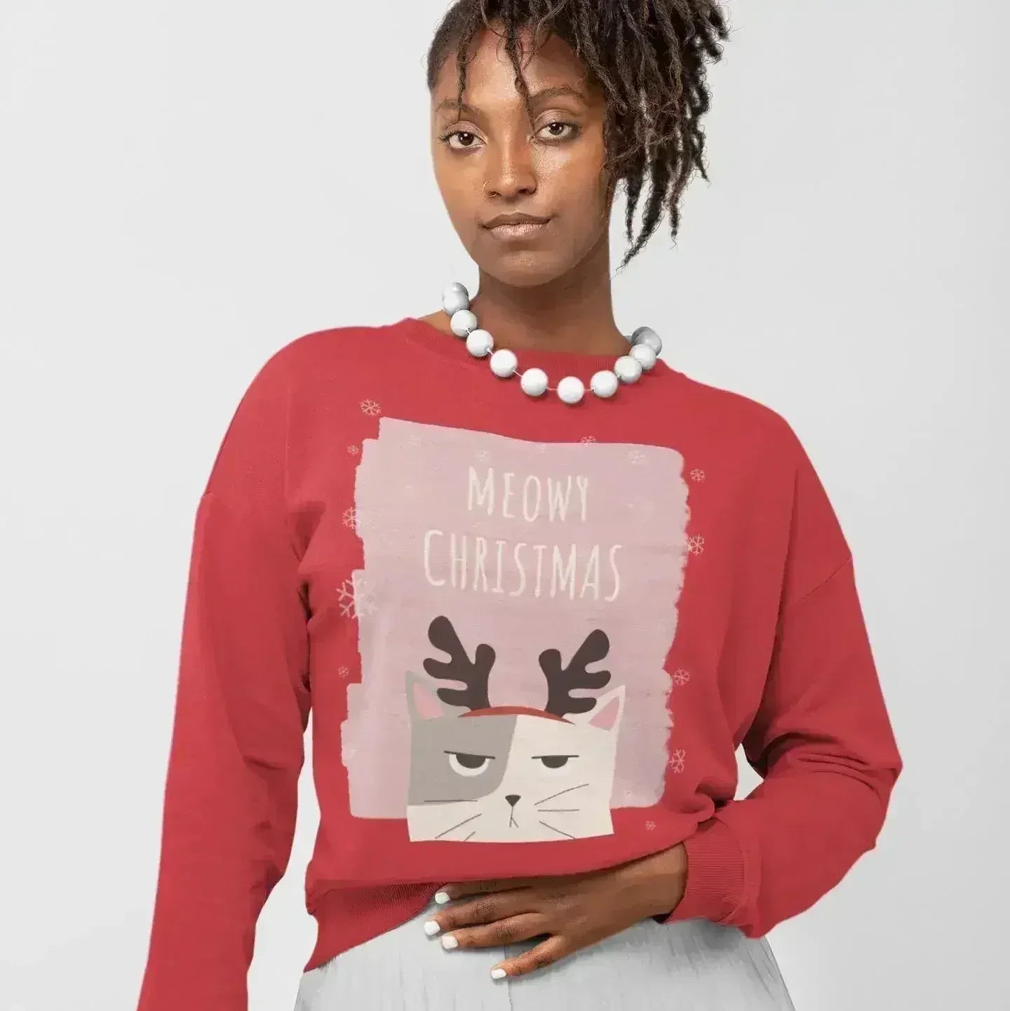 Sweat-shirt "Meowy Christmas" - Vêtements d'intérieur festifs pour chat | Femstylo
