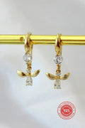 Boucles d'oreilles pendantes abeille - Or 18 carats et oxyde de zirconium | Femstylo