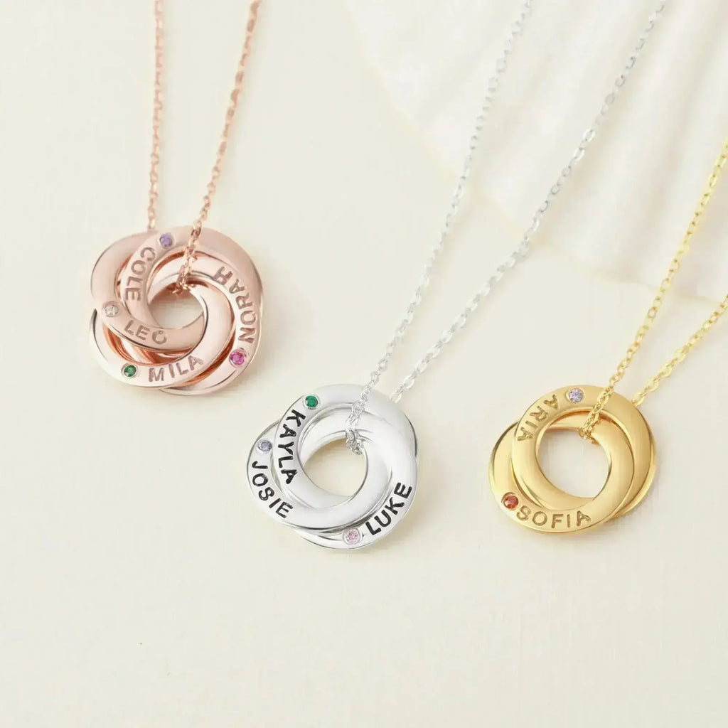 Collier Maman avec prénoms et pierres de naissance des enfants, Bijoux pierres de naissance enfants