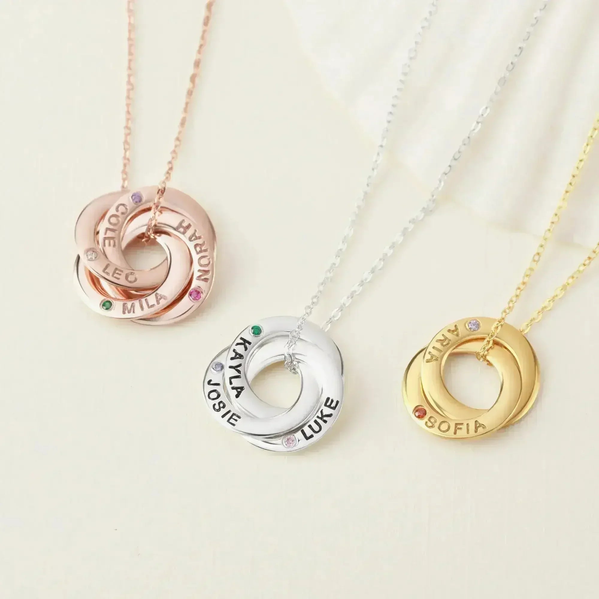 Collier Maman avec prénoms et pierres de naissance des enfants, Bijoux pierres de naissance enfants