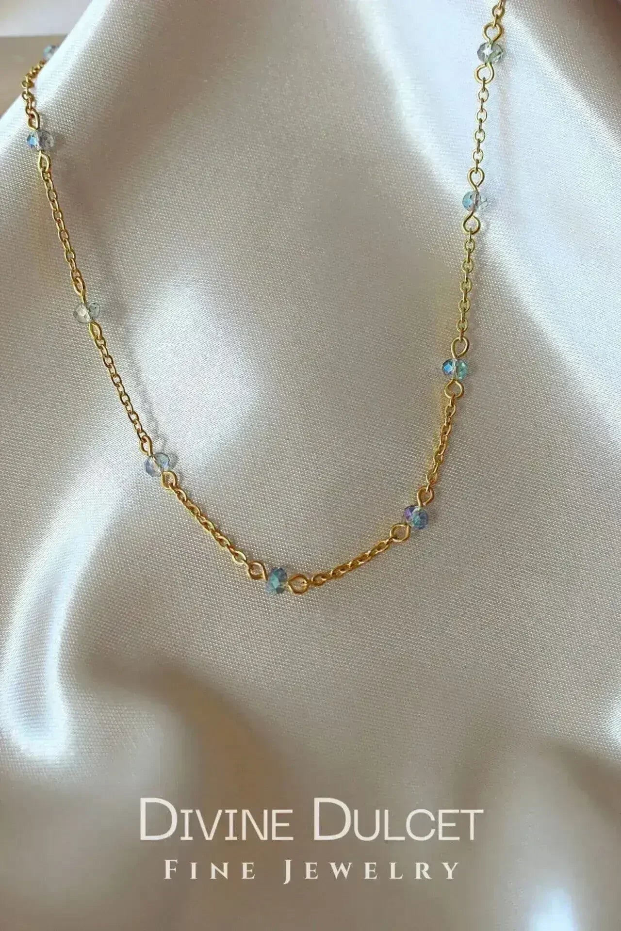 Choker chaîne en cristal de verre chrome 18 carats