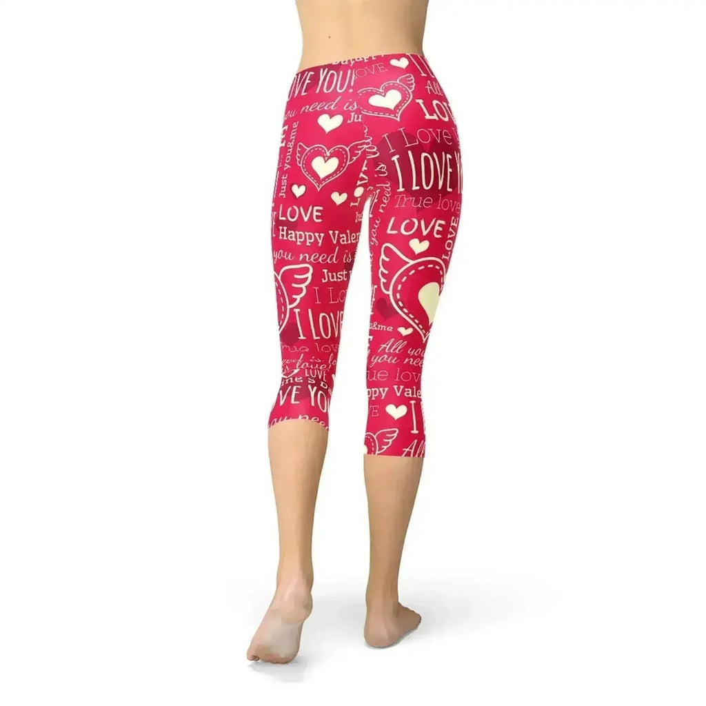 Legging Capri Cœurs d'amour Rouge