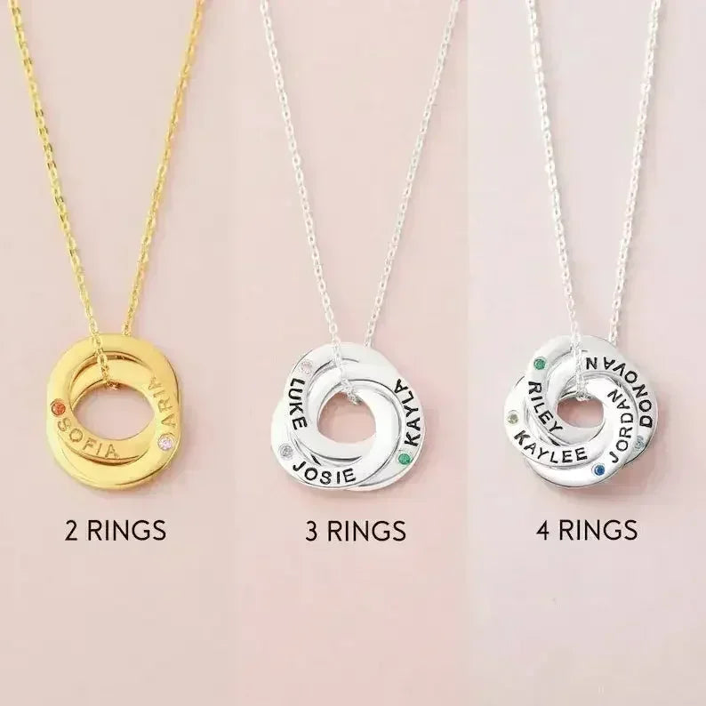 Collier Maman avec prénoms et pierres de naissance des enfants, Bijoux pierres de naissance enfants