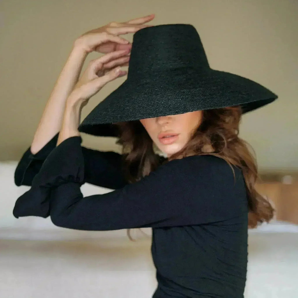 Chapeau de paille RIRI en jute, coloris noir