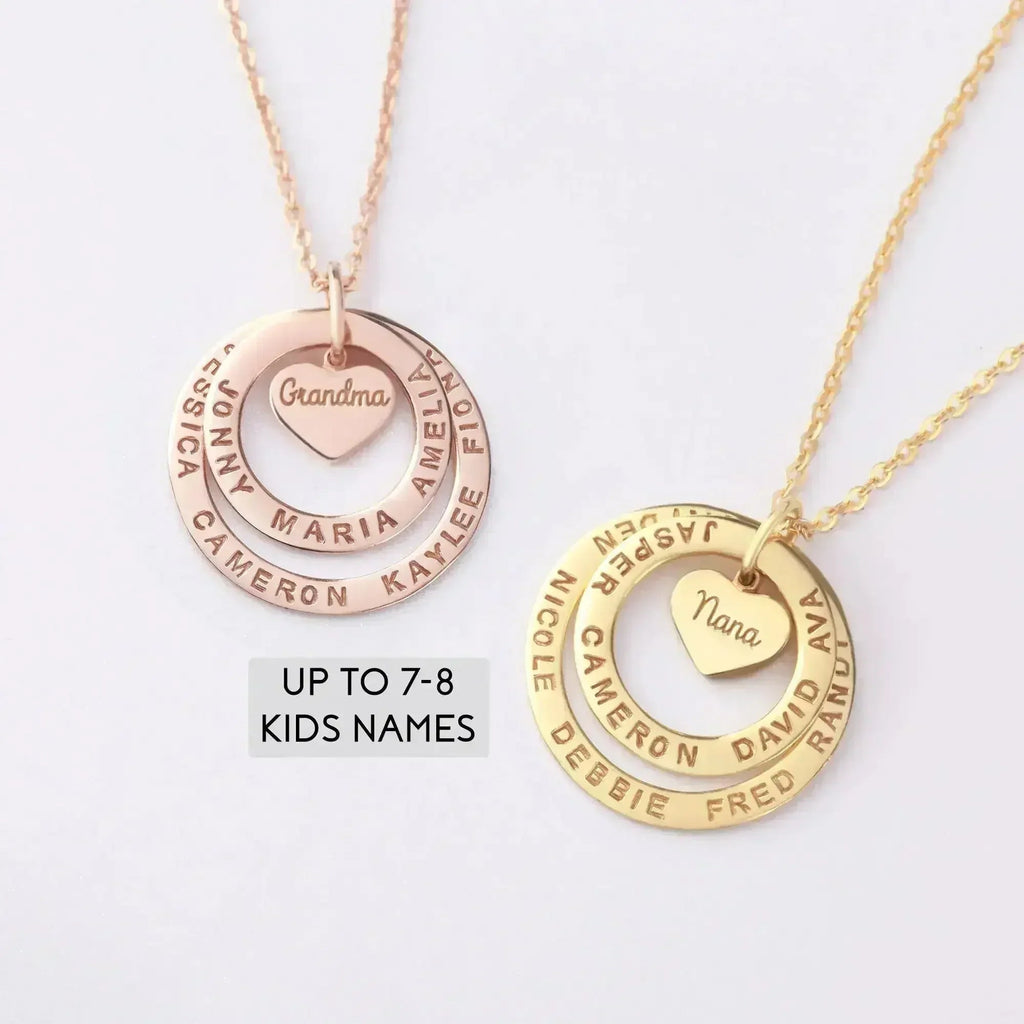 Bijoux de mamie, Collier grand-mère avec prénoms, Cadeau personnalisé pour grand-mère