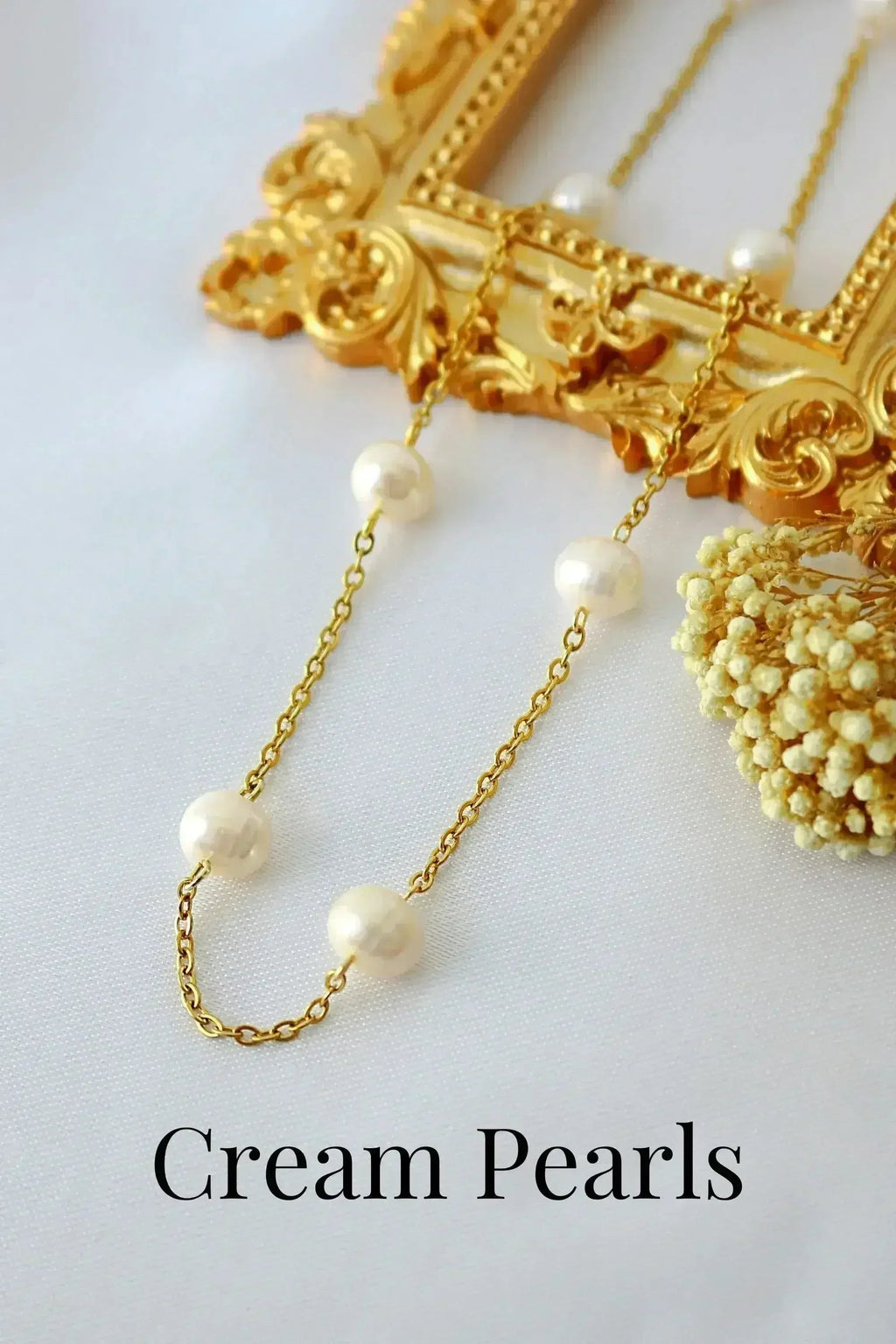 Collier ras du cou en perles baroques - Or 24 carats et perles roses/crèmes | Femstylo