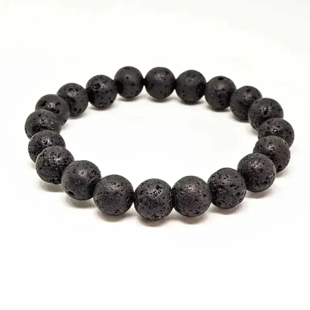 Bracelet perlé en roches de lave