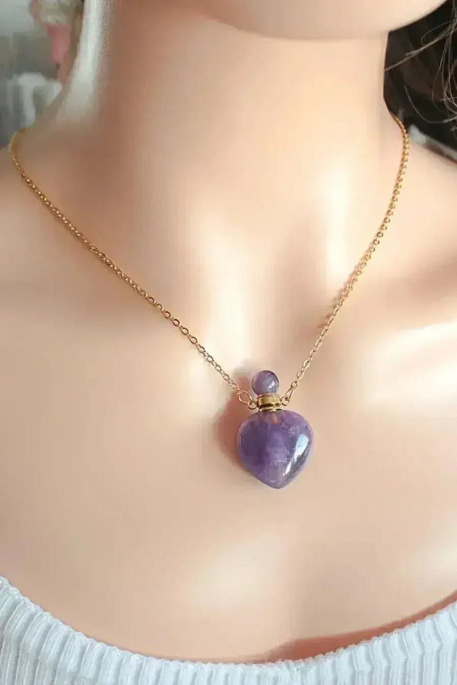 Colliers Cœurs en Cristal, Cristaux Naturels 24 Carats
