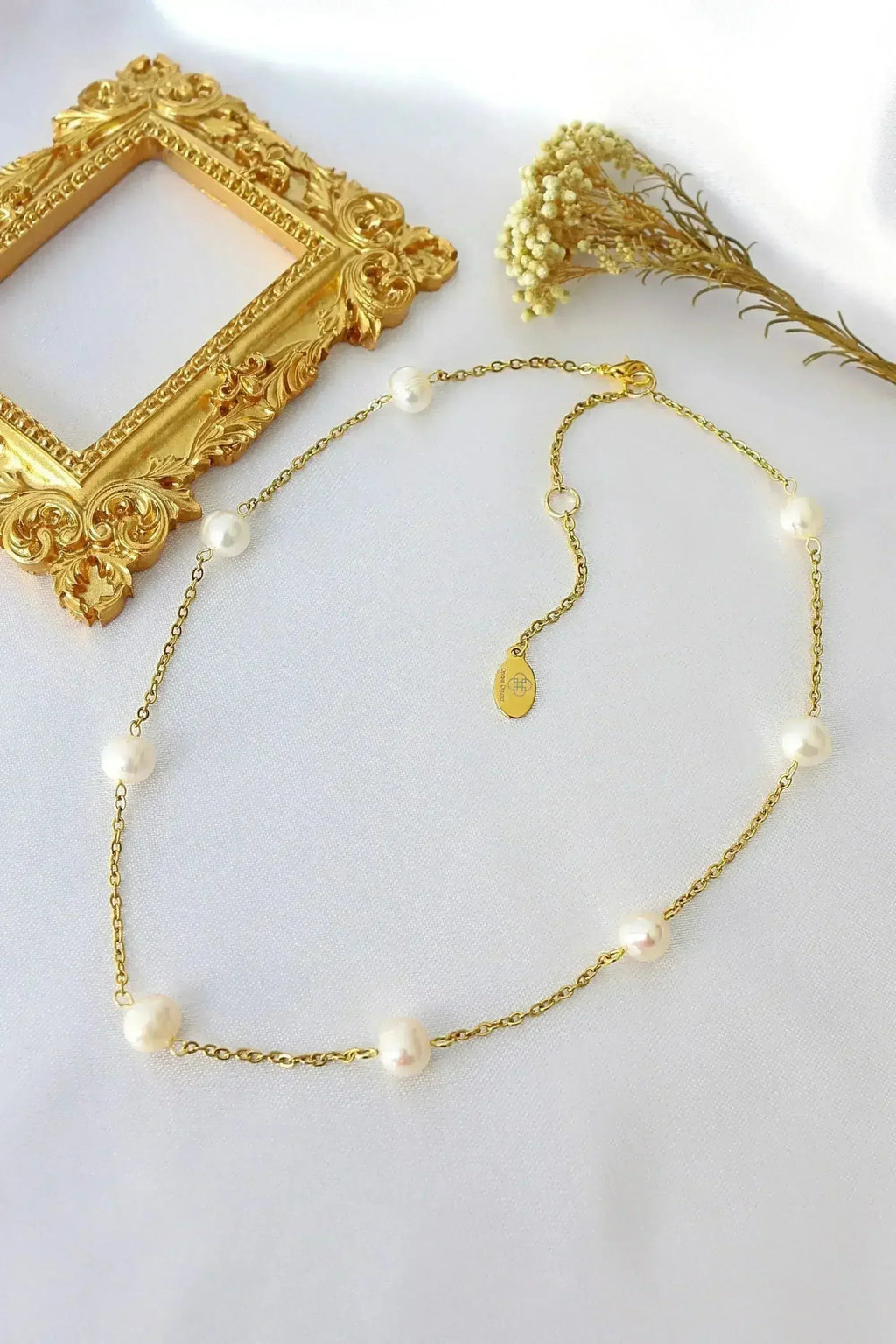 Collier ras du cou en perles baroques - Or 24 carats et perles roses/crèmes | Femstylo