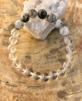 Bracelet extensible en tourmaline noire et quartz cristallin ! Cristaux véritables !