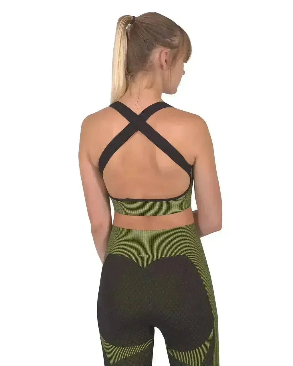 Soutien-gorge de sport sans couture Trois - Noir et vert