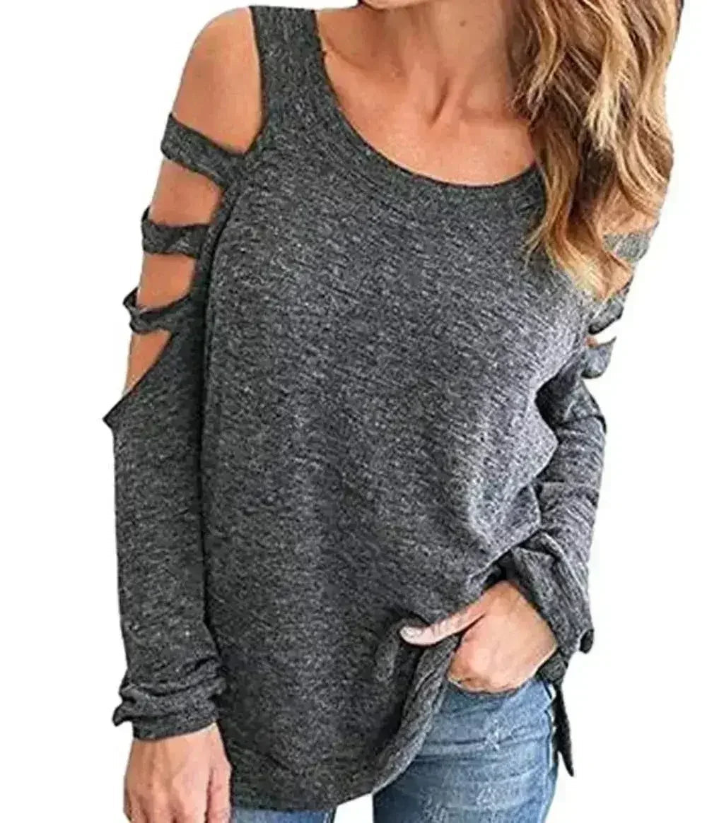Haut à épaules découpées - Blouse tendance à manches longues | Femstylo