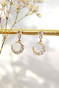 Boucles d'Oreilles Lune - Or 24K & Zircon Cubique | Femstylo