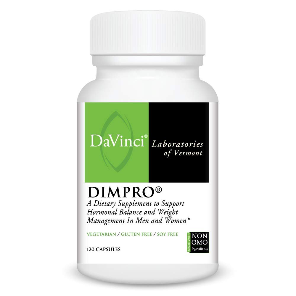 Davinci Laboratories - Dimpro, Complément Dim, Bloqueur Naturel d'Œstrogènes pour Hommes et Femmes, 120 Gélules