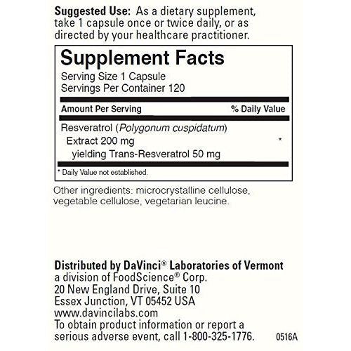 DaVinci Laboratories Resveratrol-50 120 gélules