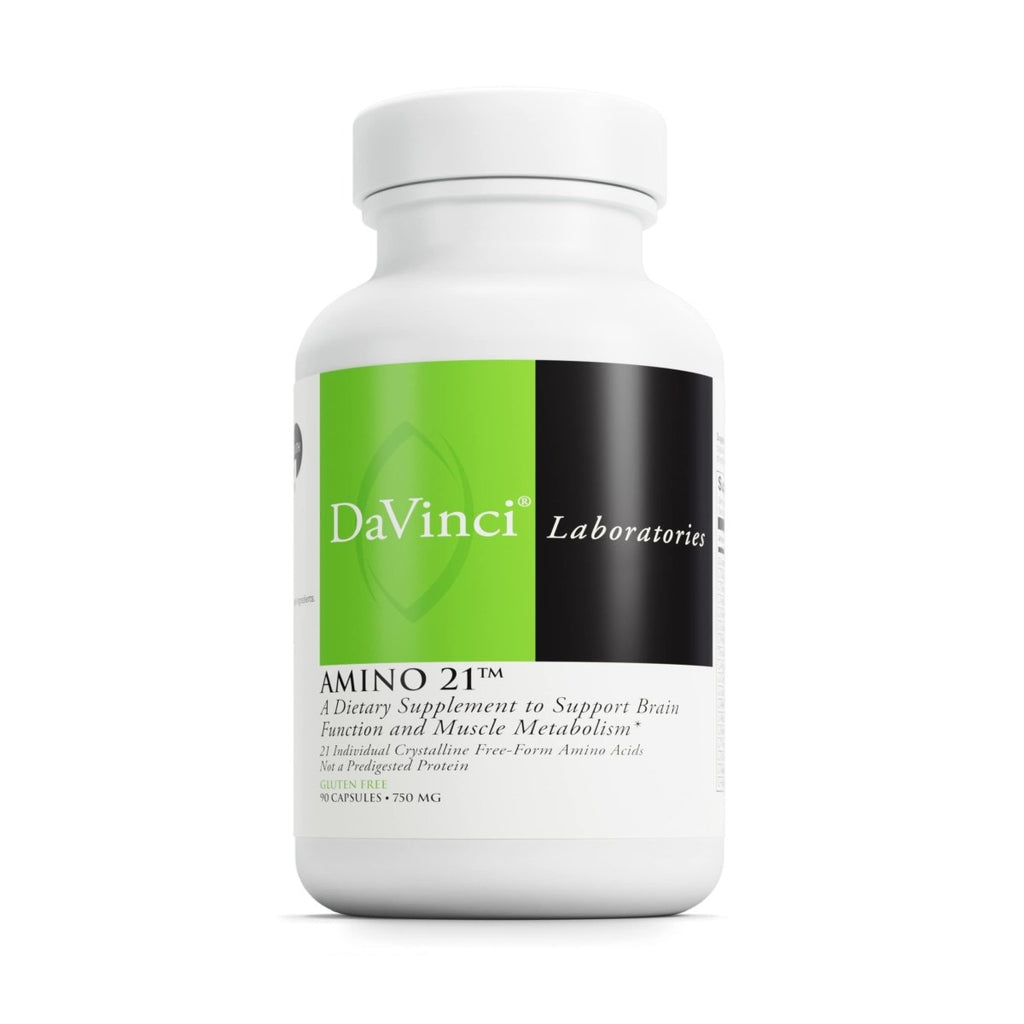 DAVINCI Labs Amino 21 - Complément alimentaire d'acides aminés avec L-Glutamine, L-Lysine HCl, Tyrosine, L-Arginine et plus - Sans gluten - 90 capsules, 750 mg