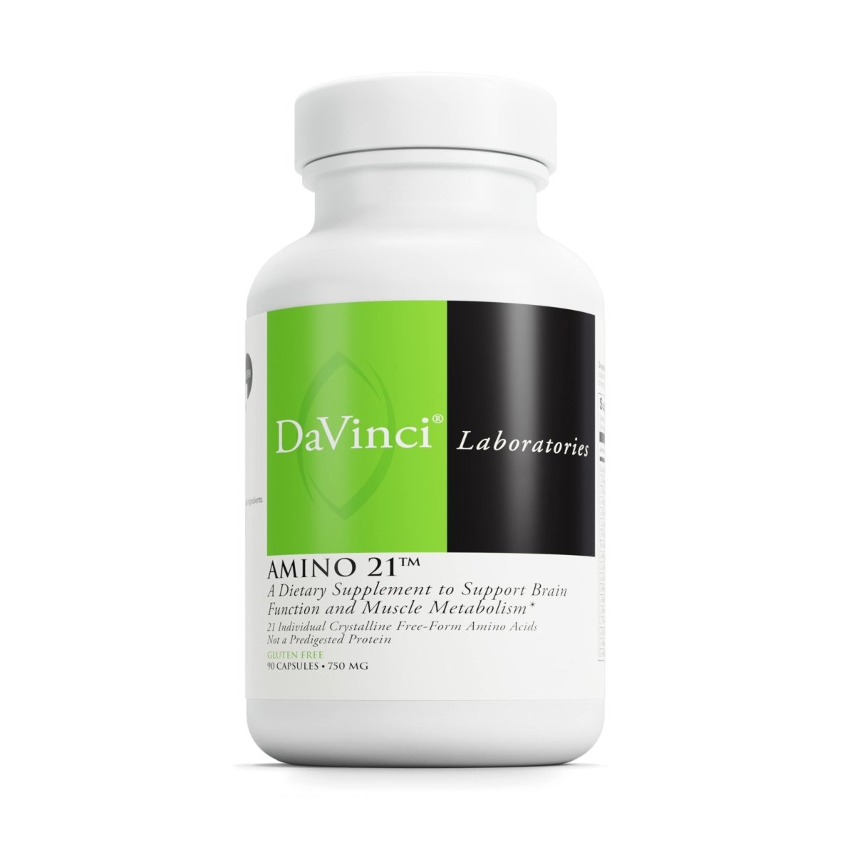 DAVINCI Labs Amino 21 - Complément alimentaire d'acides aminés avec L-Glutamine, L-Lysine HCl, Tyrosine, L-Arginine et plus - Sans gluten - 90 capsules, 750 mg