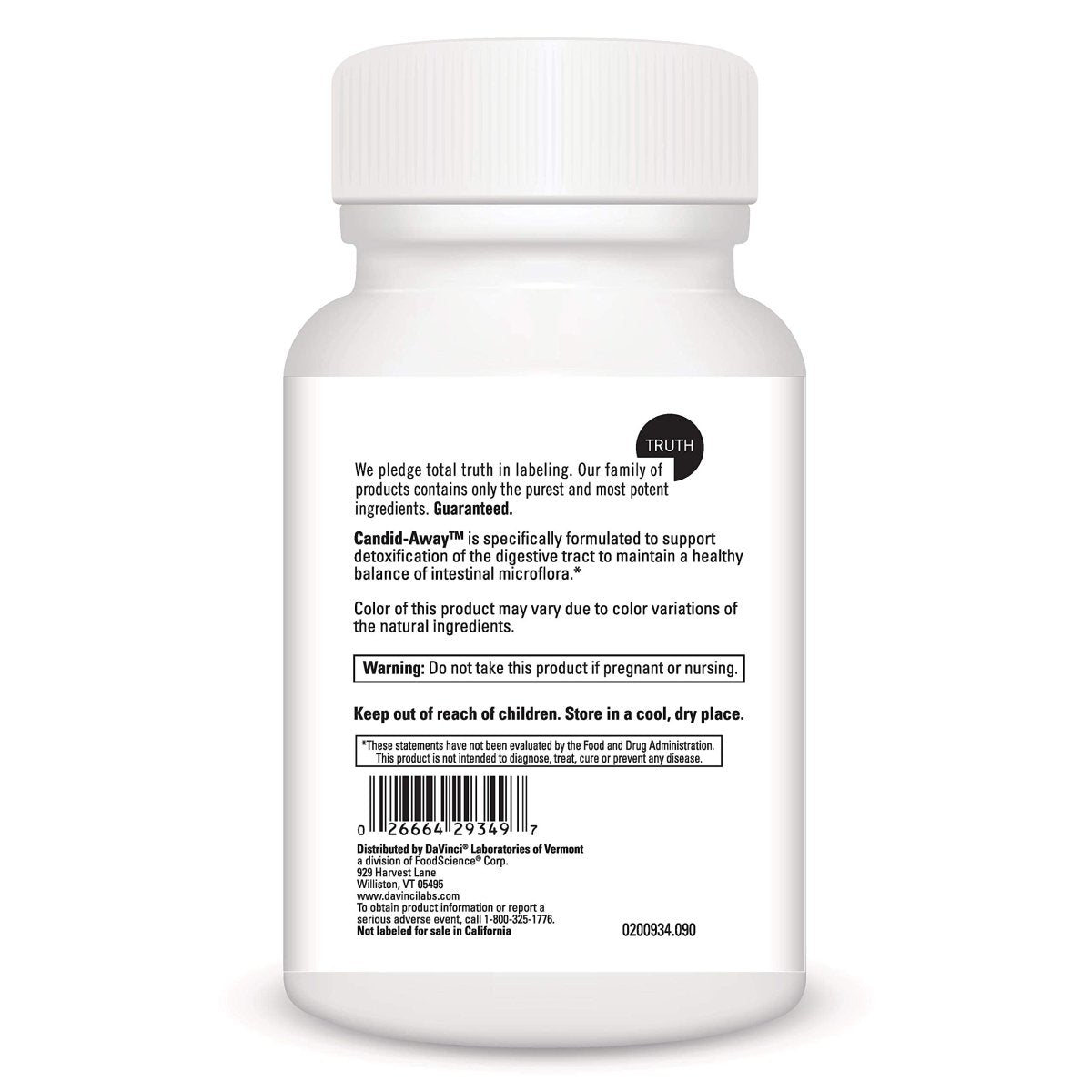 DAVINCI Labs Candid-Away - Sans gluten - 90 gélules végétariennes