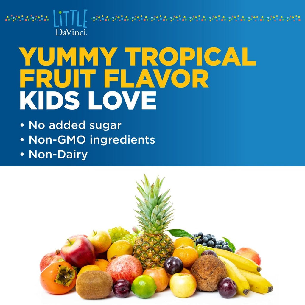 DAVINCI Labs Kidbiotic à croquer - Probiotiques pour enfants pour soutenir la digestion, la santé intestinale, la santé cérébrale et l'immunité - Saveur de fruits tropicaux - 90 comprimés à croquer