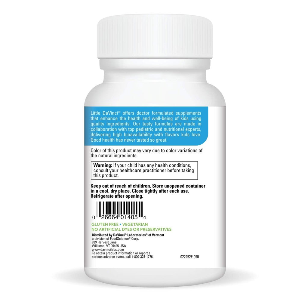 DAVINCI Labs Kidbiotic à croquer - Probiotiques pour enfants pour soutenir la digestion, la santé intestinale, la santé cérébrale et l'immunité - Saveur de fruits tropicaux - 90 comprimés à croquer