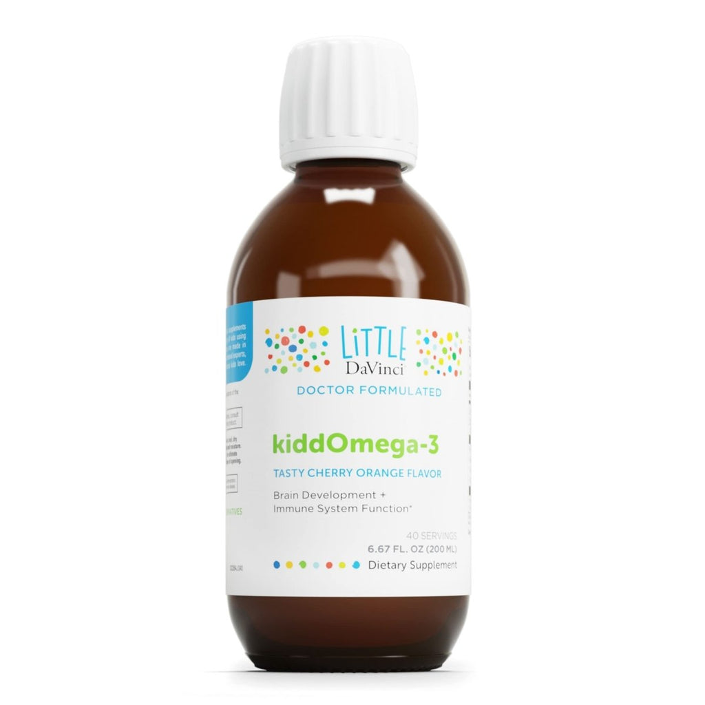 DAVINCI Labs kiddOmega-3 - Liquid Omega-3 Supplement for Kids - Cherry Orange Flavor - 200mL