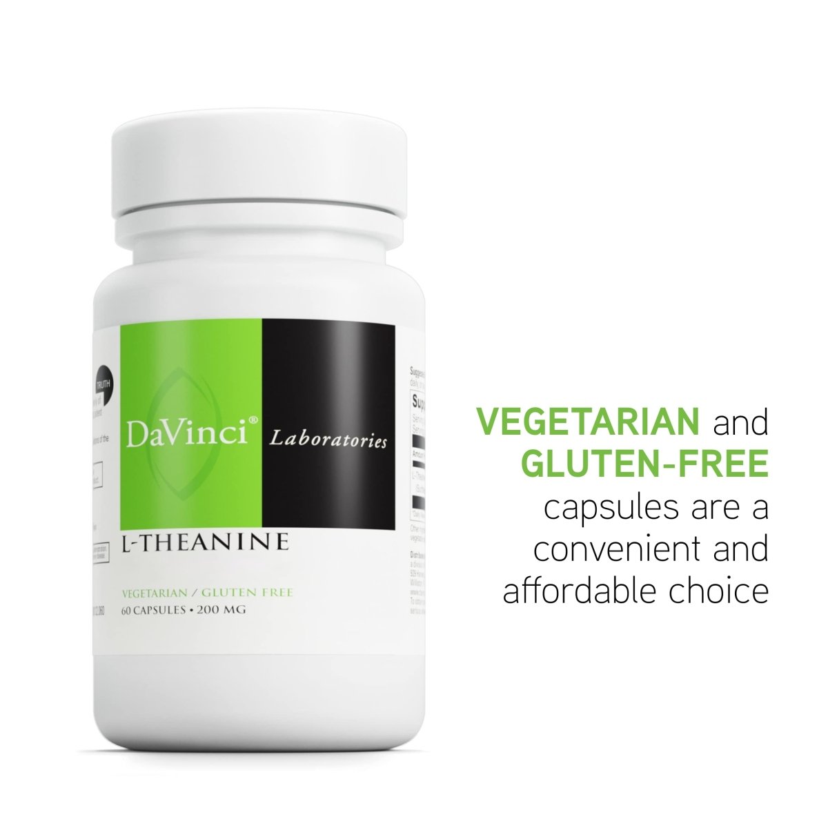 DAVINCI Labs L-Théanine - avec 200 mg de L-Théanine par portion - 60 capsules végétariennes