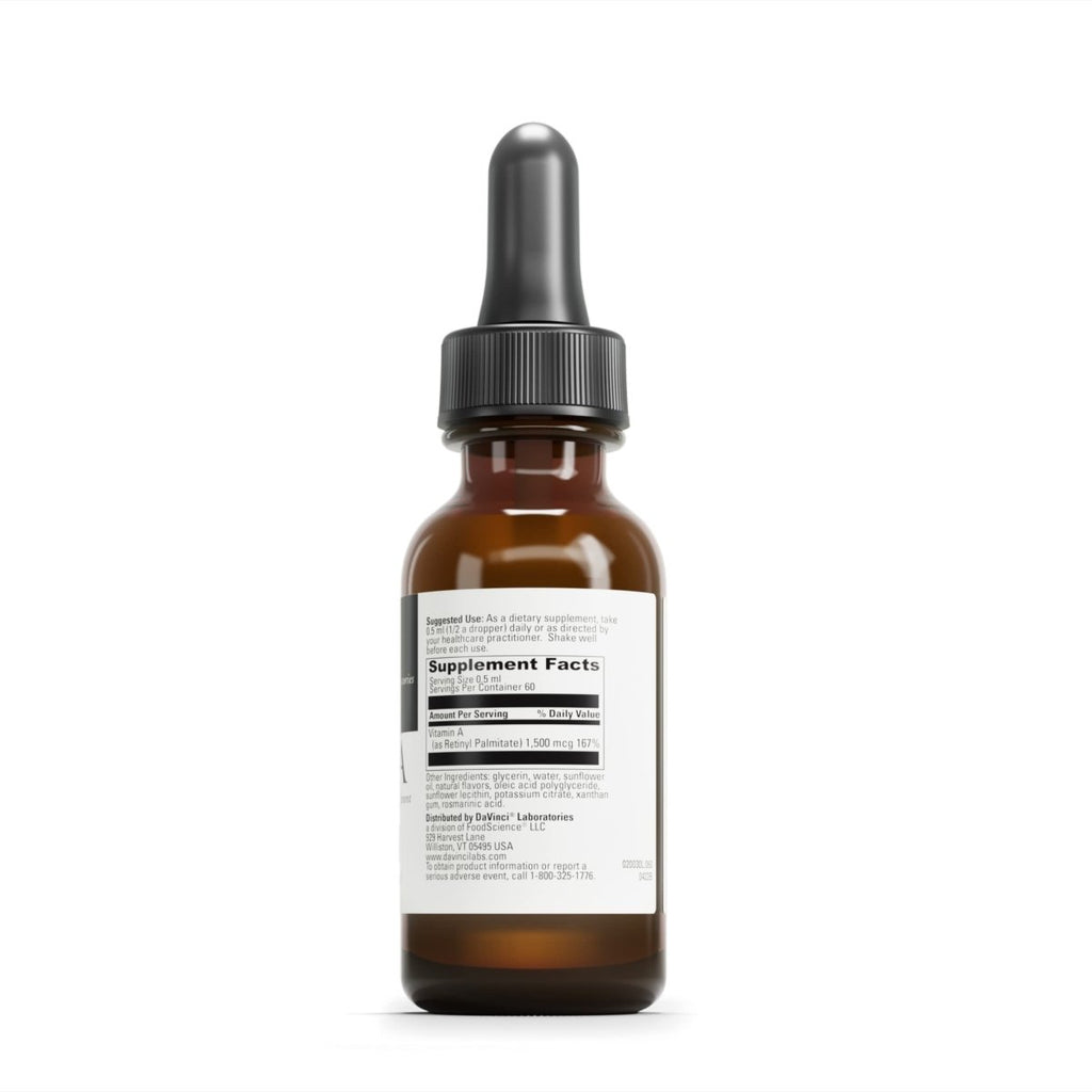 DAVINCI Labs Liposomal A - Liquid Vitamin A Supplement to Support Bone, Skin, Gut, Vision and Immune Health - Gluten-Free - 30 ml