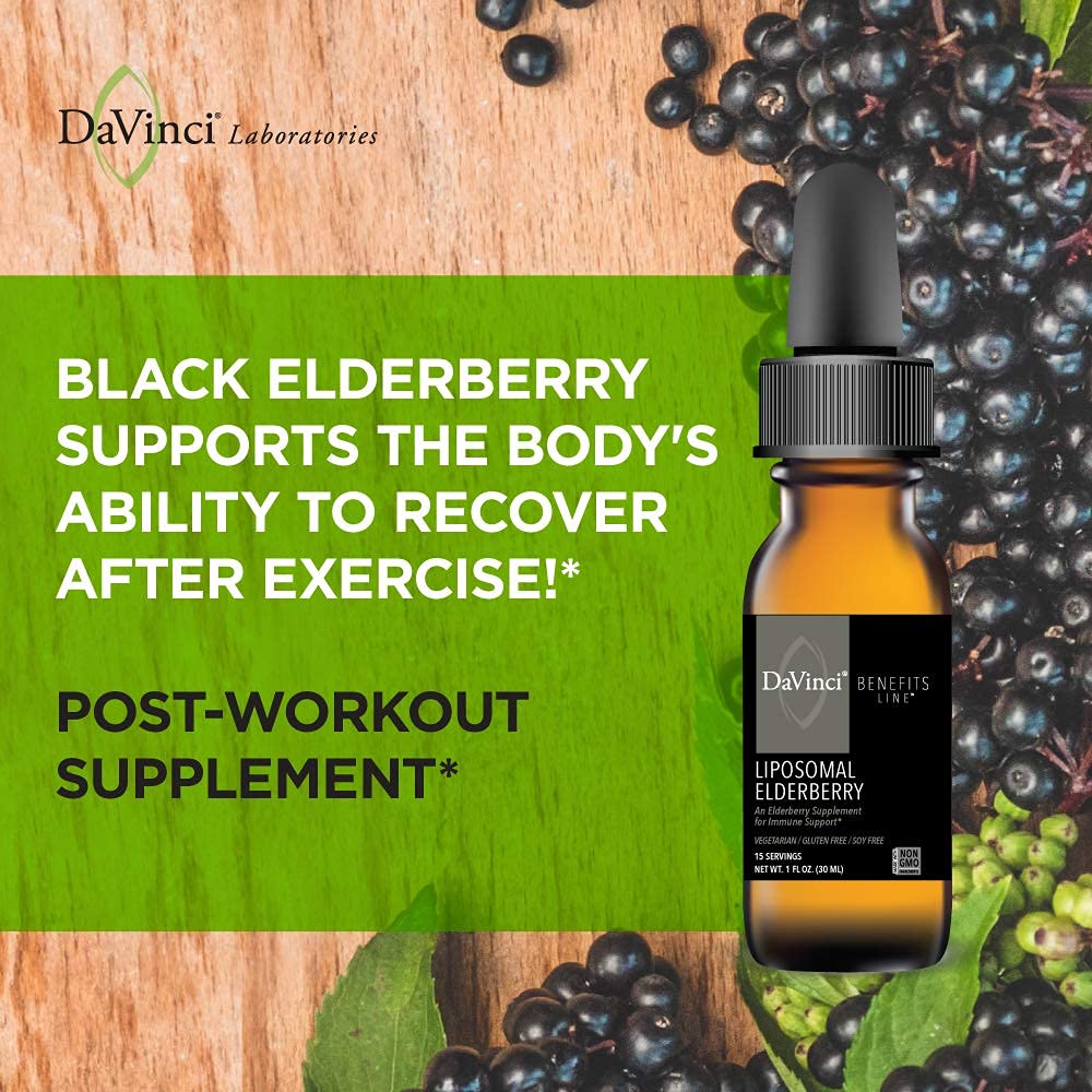 DAVINCI Labs Liposomal Elderberry - Immune Support Supplement for Healthy Lungs, Throat and Sinus - Gluten-Free - Vegetarian - 30 ml, 15 Servings