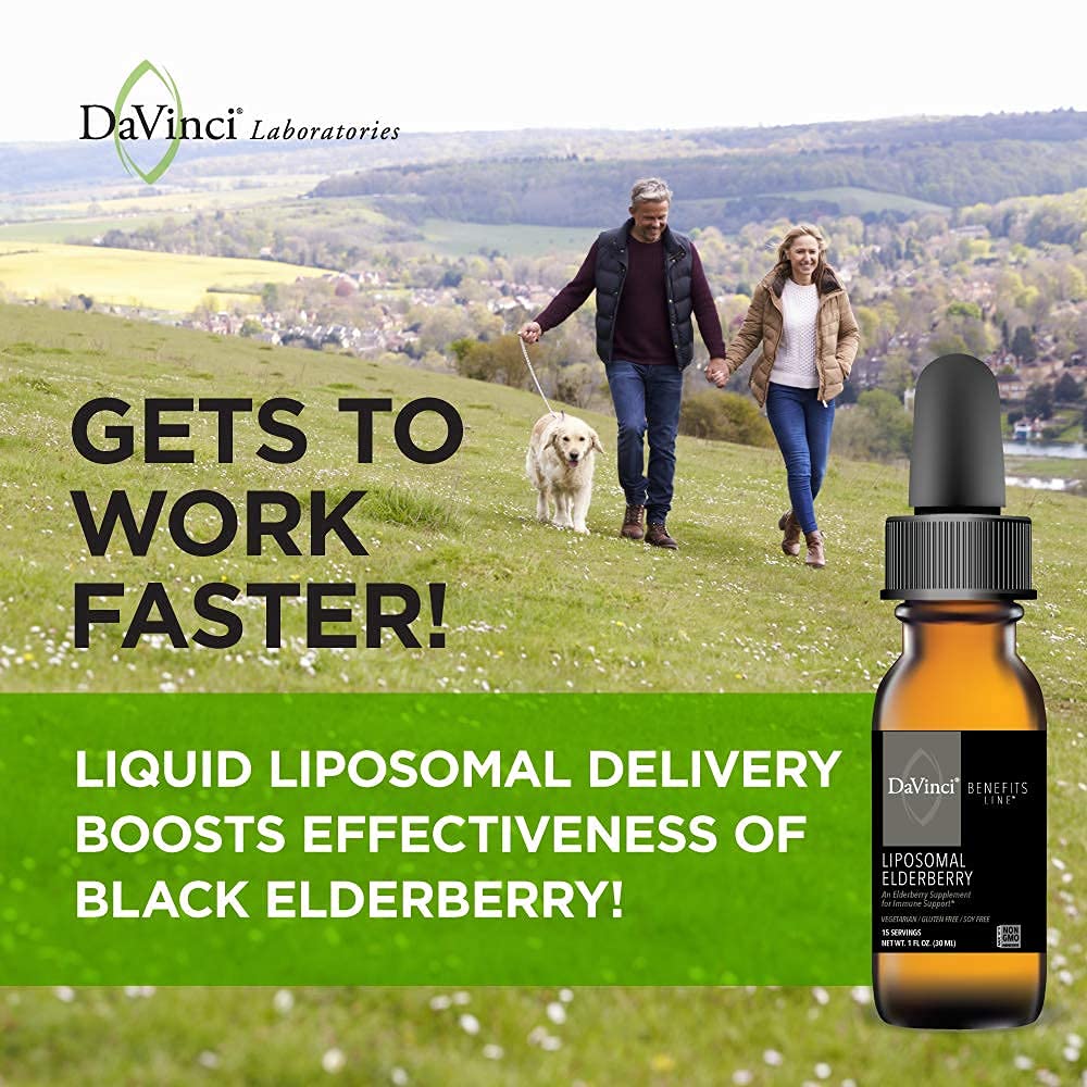 DAVINCI Labs Liposomal Elderberry - Immune Support Supplement for Healthy Lungs, Throat and Sinus - Gluten-Free - Vegetarian - 30 ml, 15 Servings