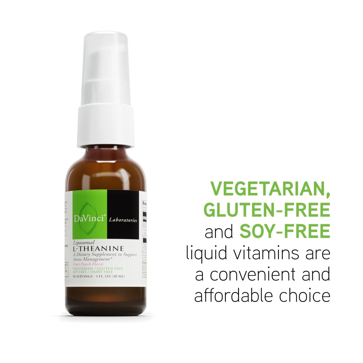 DAVINCI Labs Liposomal L-Theanine - Vegetarian - Gluten and Soy-Free - Dairy-Free - 30 ml