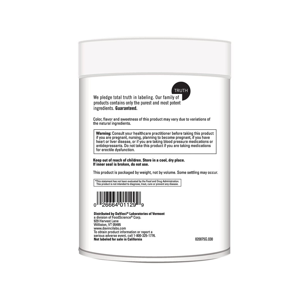 Davinci Labs Maxi BCAA Framboise Limonade Énergie 13,23 oz / 30 portions