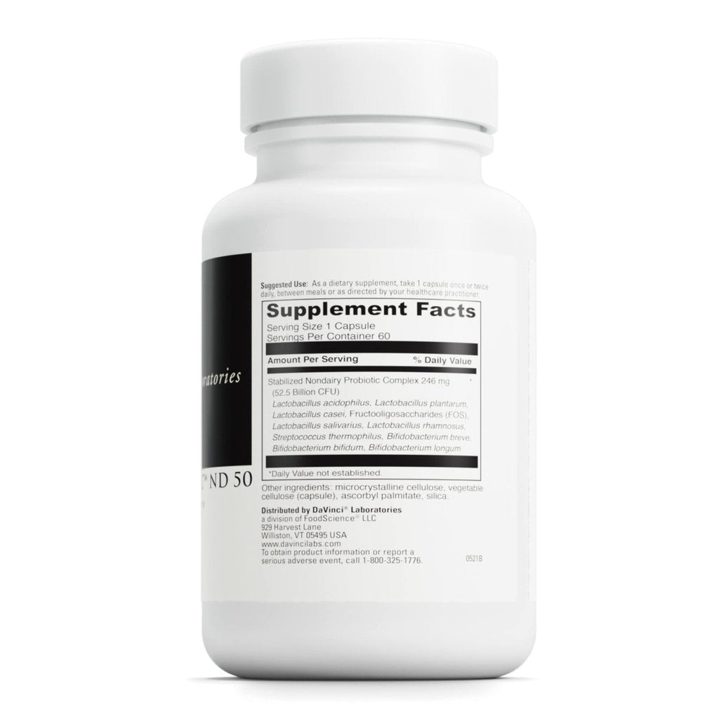 DaVinci Labs Mega Probiotic ND 50 - Non-Dairy Probiotic Supplement with Prebiotic