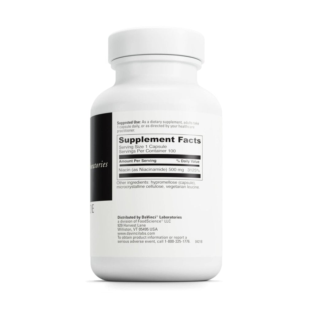 DAVINCI Labs Niacinamide – avec 500 mg de Niacinamide par portion – Sans gluten – 100 gélules végétariennes