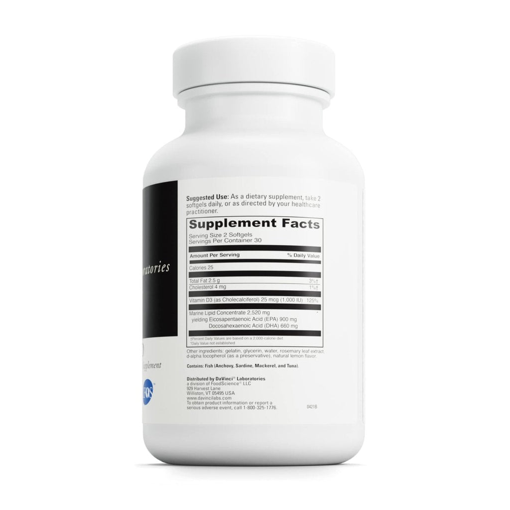 DAVINCI Labs Omega 3 HP-D - Sans gluten - 60 capsules molles
