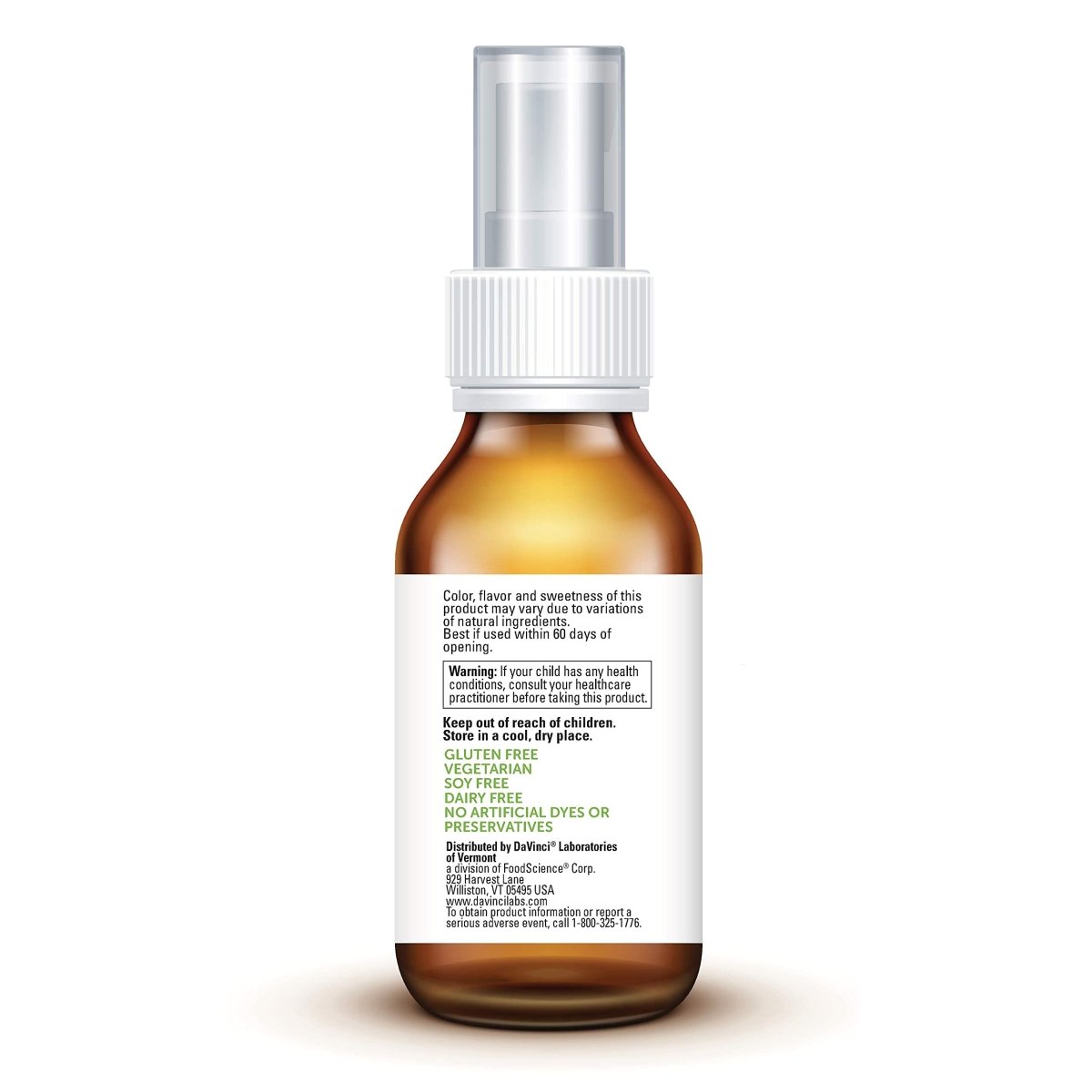 DaVinci Labs Sleep Tight - Supplément de mélatonine pour enfants pour favoriser un sommeil réparateur, la concentration, la santé cognitive et les compétences sociales et verbales - avec 3 mg de mélatonine - Saveur d'agrumes - 30 ml, 75 portions