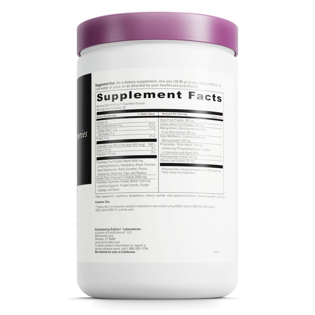 DAVINCI Labs Spectra Purples - Complément en poudre à diluer avec antioxydants pour soutenir un vieillissement sain, les fonctions cognitives, la santé de la peau et du système immunitaire - Végétarien - Sans gluten - 30 portions