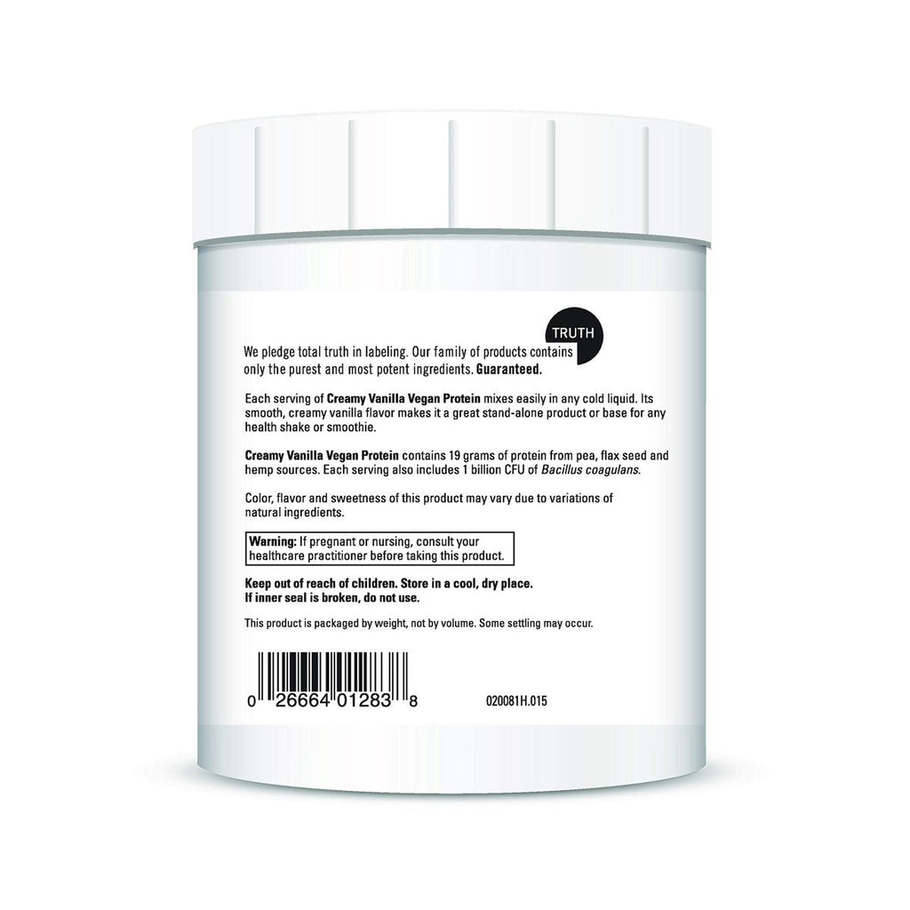 Protéines végétaliennes DAVINCI Labs - Supplément de protéines en poudre pour le maintien du poids, la réparation musculaire et tissulaire - Saveur vanille crémeuse - Sans soja et sans gluten - 447 g, 15 portions