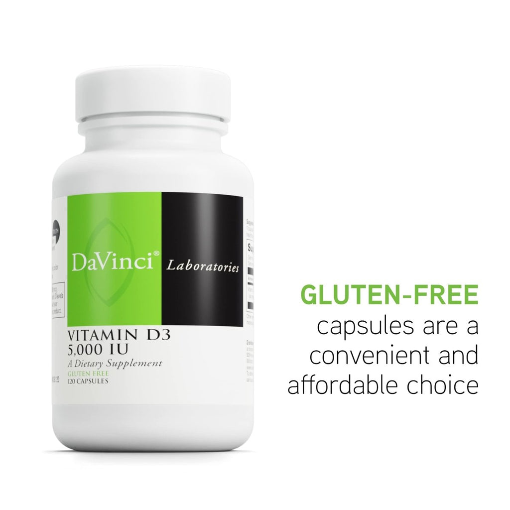 DAVINCI Labs Vitamin D3 5000 IU - with 5000 IU per Serving - Gluten-Free - 120 Capsules