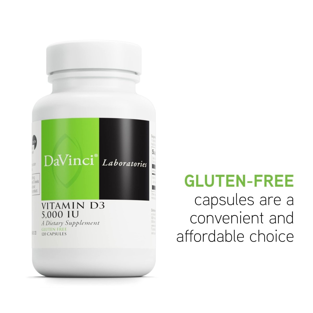 DAVINCI Labs Vitamin D3 5000 IU - with 5000 IU per Serving - Gluten-Free - 120 Capsules
