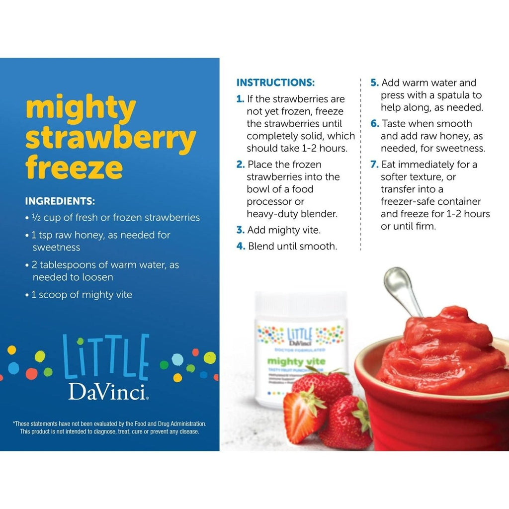 DAVINCI Little Mightiest Vite avec probiotiques et prébiotiques - Saveur fruitée - 42 g, 30 portions
