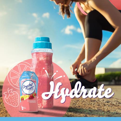 Mélange pour boisson liquide Crystal Light, saveur naturelle limonade fraise, bouteille de 1,62 oz liq.