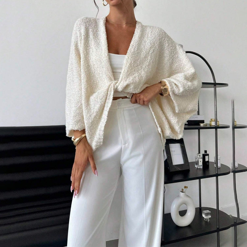 Pull en tricot croisé pour femme