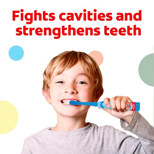 Pâte dentifrice au fluorure pour enfants Colgate Kids, dentifrice gel au fluorure goût pastèque pour enfants, saveur explosion de pastèque, tube de 130 g