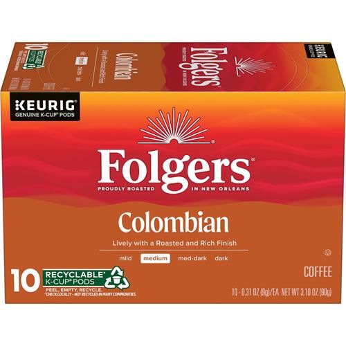 Café Colombien Folgers, Torréfaction moyenne, dosettes K-Cup Keurig, boîte de 10
